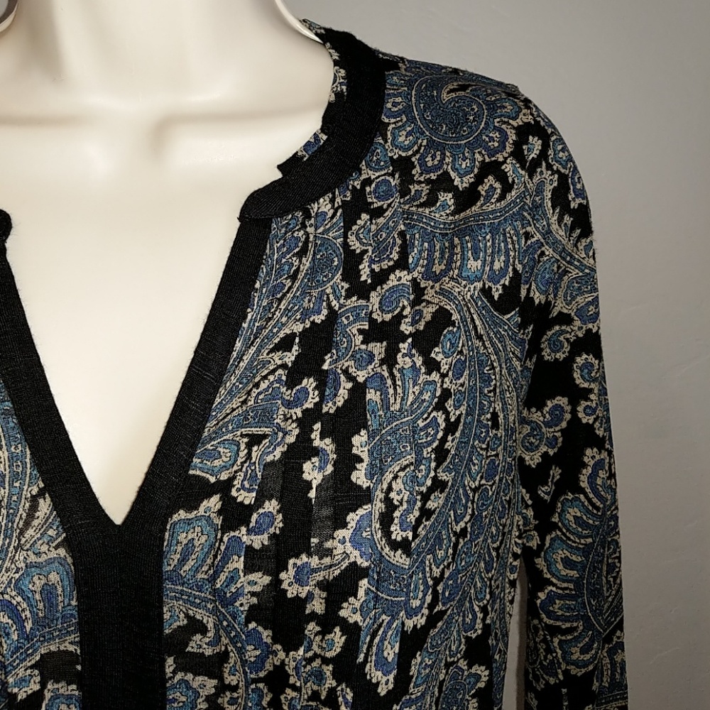 Lucky Brand boho long sleeve paisley print top - Picture 2 of 8